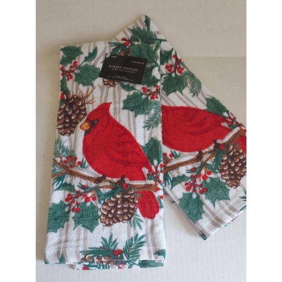 ROBERT STANLEY Hand TOWELS Set of 2 New Cotton Christmas kitchen towels - Picture 1 of 4